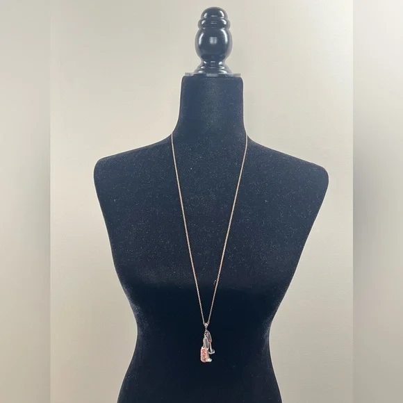 Pink Champagne Pendant Necklace Rose Gold Statement Jewelry Bridal Bride Wedding - Picture 3 of 17